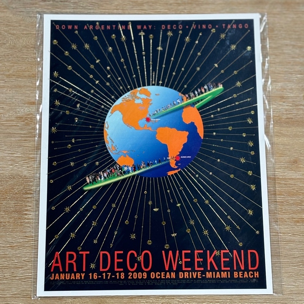 2009 Miami Art Deco Weekend Travel Print, Sz 8 1/2" x 11"